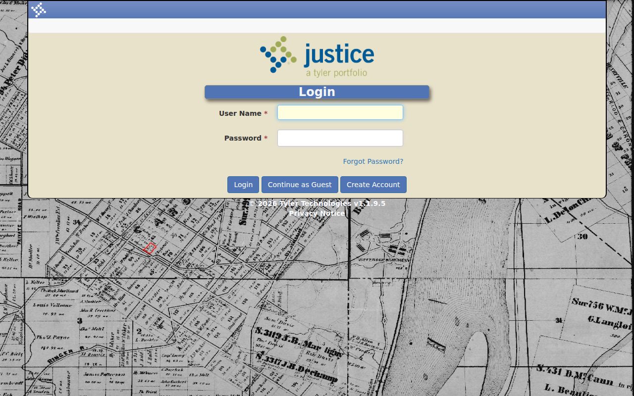 Bartow Magistrate Court system login screen